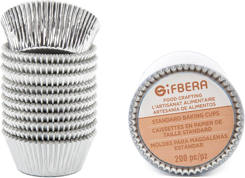 Standard Silver Foil Cupcake Liners Metallic Paper Muffin Baking Cups 200-Count gallery