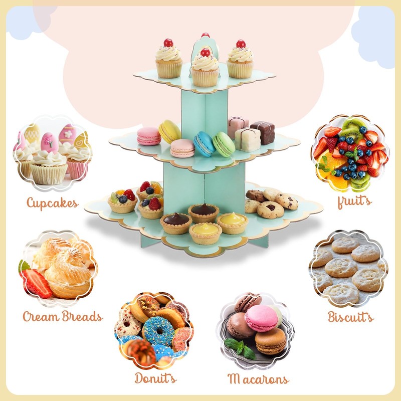 12 Pcs Tea Party Cupcake Stand Decorations Spring Cardboard Cupcake Tower 4 3... gallery
