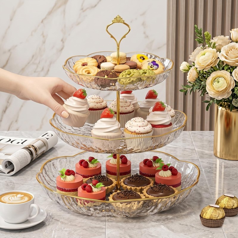 3 Tier Cupcake Stand,Fruit Basket and Cake Stand,Light Luxury Acrylic 3 Tier …