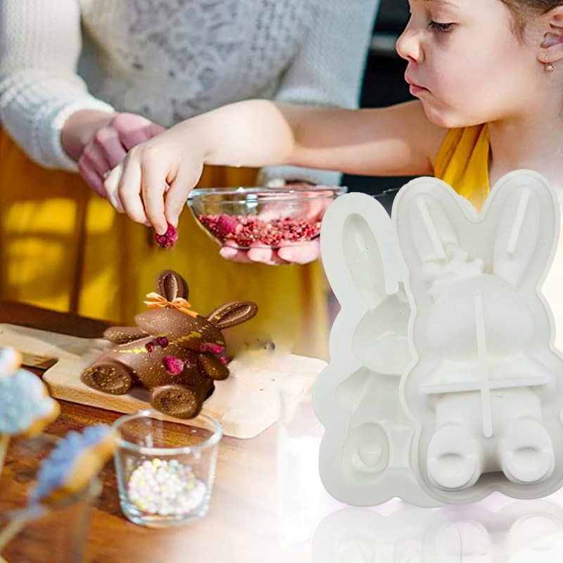 3Pcs Large Bunny Mold Easter Egg Silicone Mold for Chocolate, 3D Rabbit Bunny... gallery