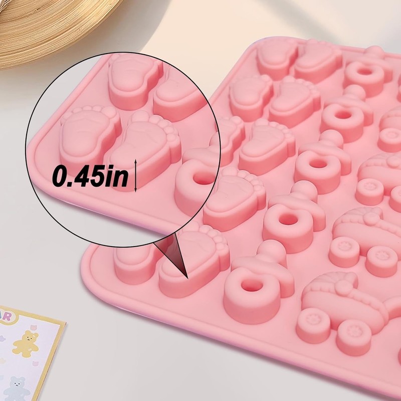 Baby-Shower Theme Candy Silicone Molds 2PCS, Chocolate Moulds with Cute Patterns gallery