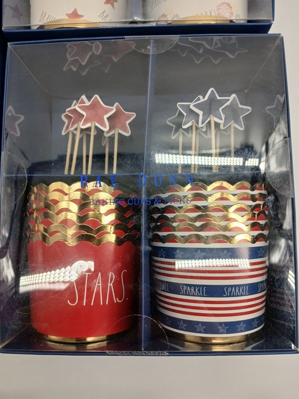 (Lot Of 4) Rae Dunn Baking Cups & Picks Stars Sparkle Fireworks Independence Day gallery