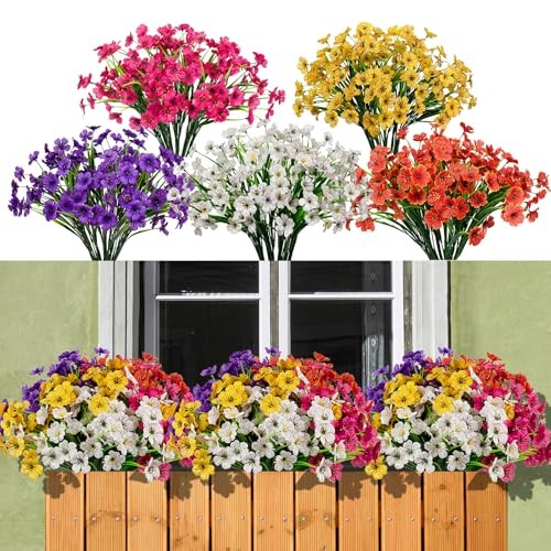 15 Bundles Artificial Flowers Outdoor UV Resistant Fake Silk Plants Mixed Color gallery