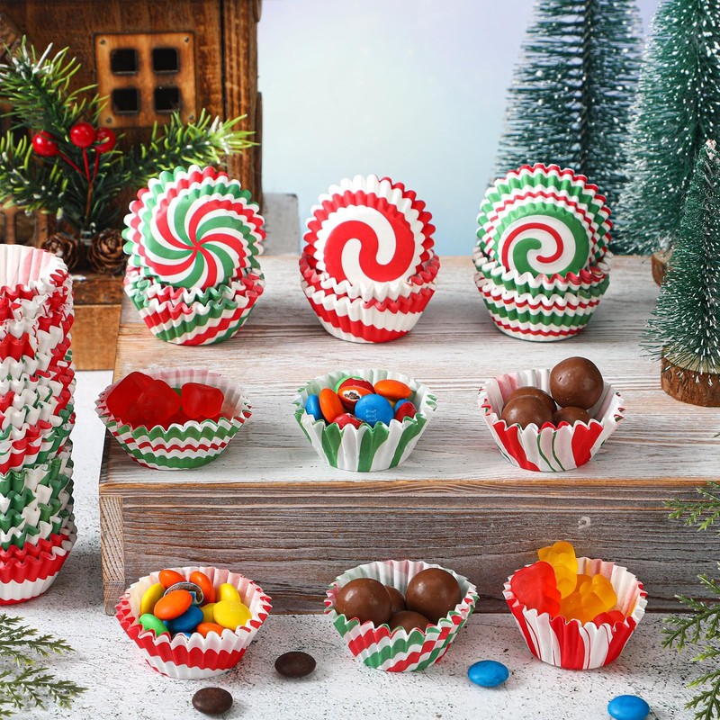 Christmas Party Cupcake Liners Paper Baking Cups Holiday Cake Making Supplies gallery