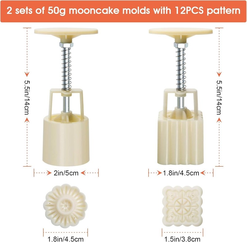 Moon Cake Mould 50g, 12 PCS Pattern Hand-Pressure Mooncake Molds for Mid-Autu... gallery