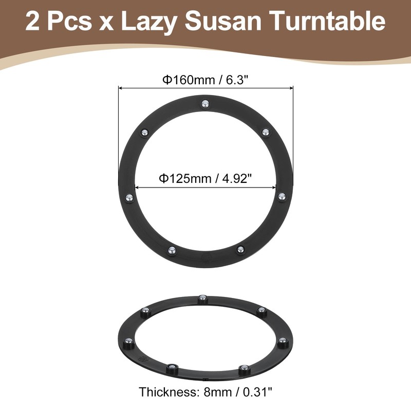 2Pcs 6.5 Inch Rotating Swivel Stand with Steel Ball Bearings, Black, 7 Balls gallery
