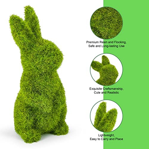 Easter Bunny Decorations,Resin Moss Bunny Figurine,Garden Artificial Small-2pcs gallery