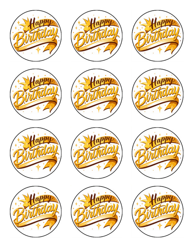 Happy Birthday Cupcake Toppers Wafer Birthday Cake Decorations (8 Designs) gallery