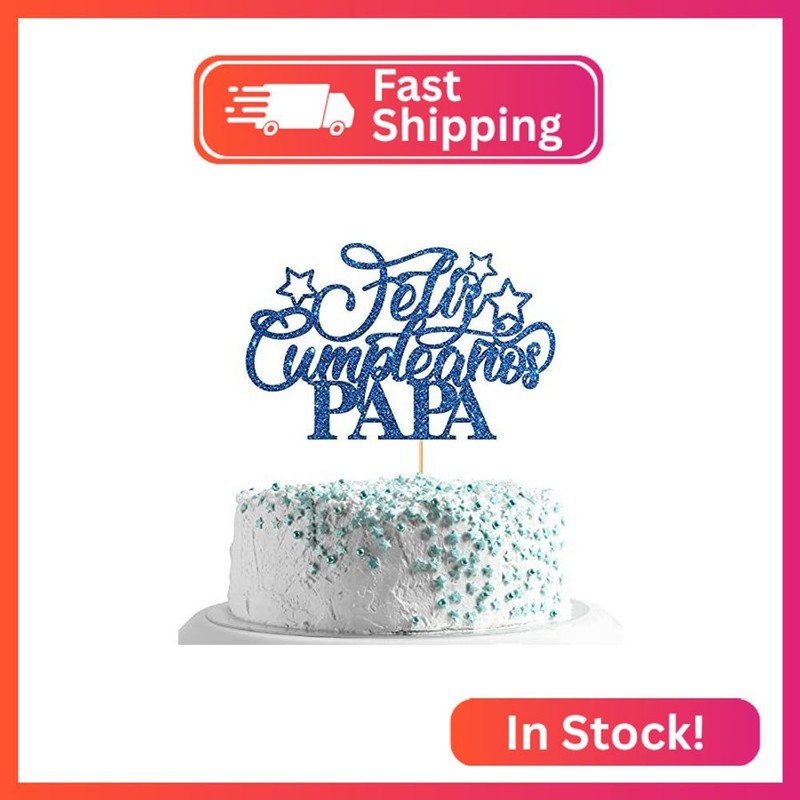 Blue Glitter Feliz Cumpleaños Papa Cake Topper/Daddy Birthday Party Decor/Happy