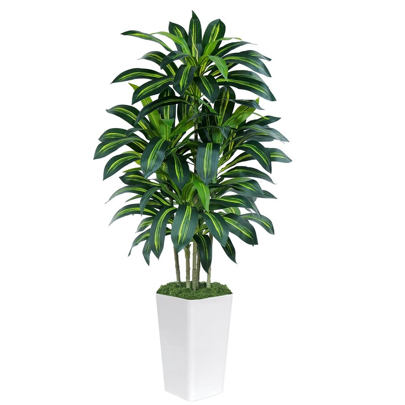 Keeplush 5Ft Artificial Dracaena Tree - High-Density Foliage Fake Plant White gallery