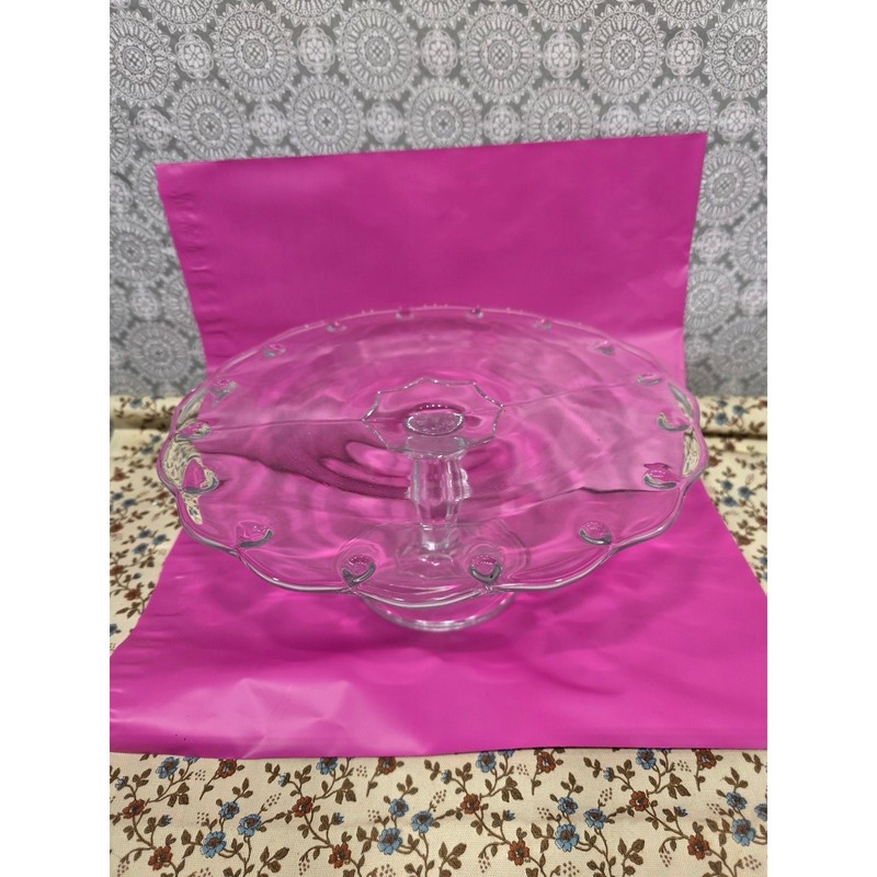 Clear Glass Cake Stand Dessert Display Plate Pedestal Serving Platter gallery