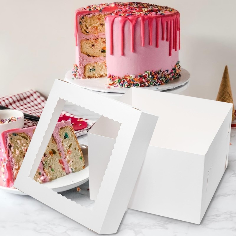 10pcs Cake Boxes 10 Inch 10x10x8 Tall Cake Boxes With Window For Tier Baking Dis gallery