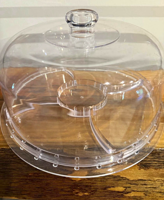 Clear Round Plastic Cake Stand w/ Dome Lid Cover, 12 in Diameter, 1 Tier