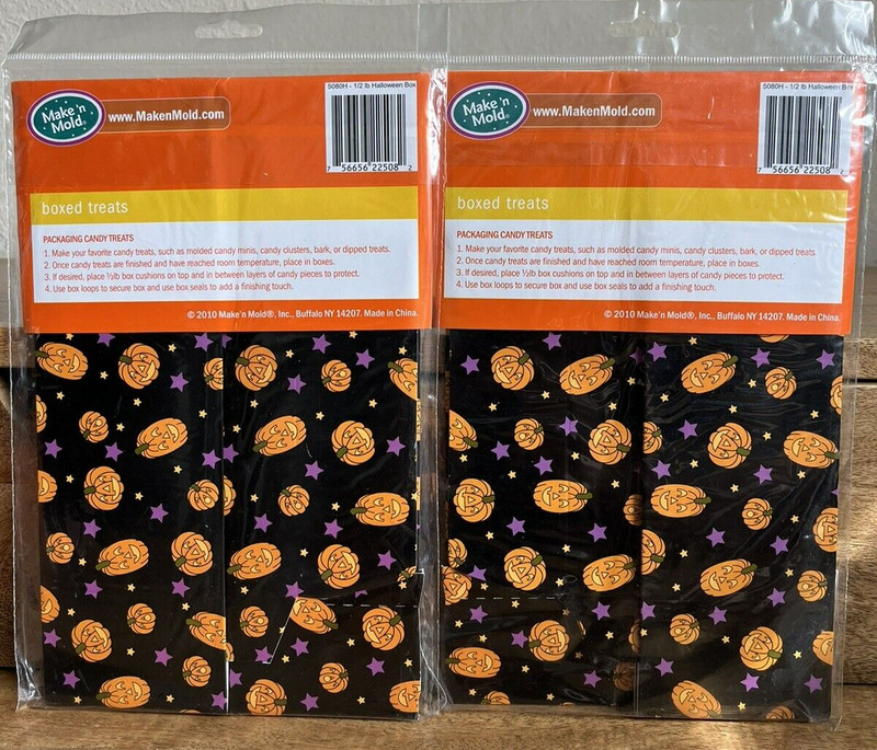 2 pkgs Halloween Themed 1/2 lb Jack-O-Lantern Printed Treat Boxes -6 total🎃 gallery