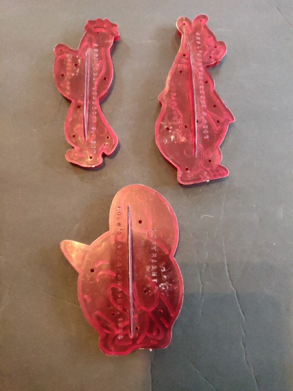 3 Vintage 1950's Transparent Red Plastic TOM & JERRY Cookie Cutters gallery