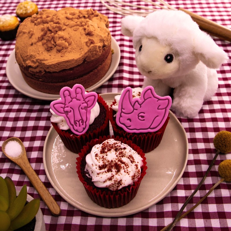 Mini Giraffe & Rhino Cookie Cutter and Stamp Set - safari wildlife animal jungle gallery