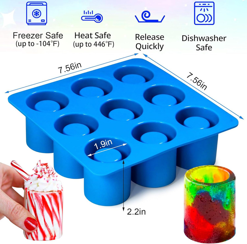 Shot Glass Candy Mold Silicone, 9-Cavity round Silicone Molds for Fat Bombs, Cho gallery