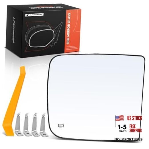 Passenger Side Tow Mirror Glass with Backing Plate Compatible with 2010-2022
