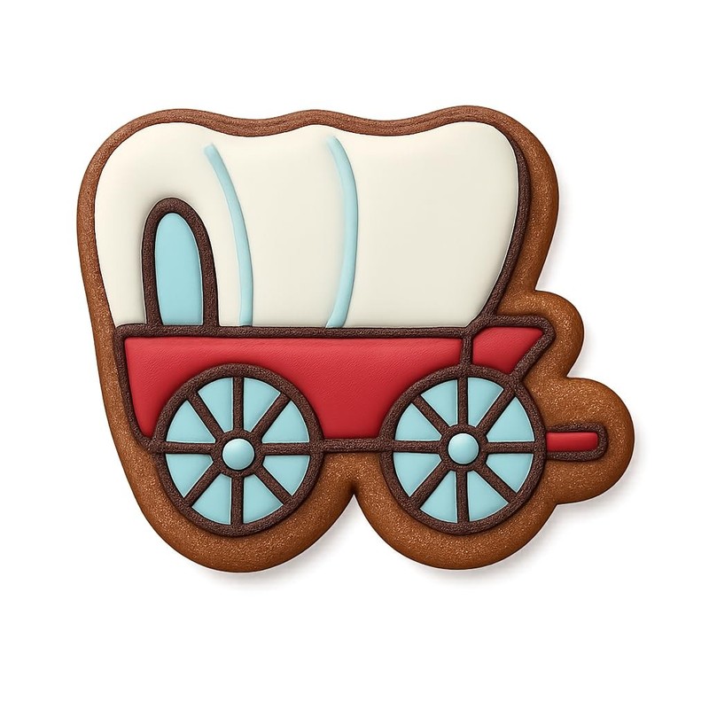 Covered Wagon Cookie Cutter & Stamp, Fondant & Clay - 4x3 gallery
