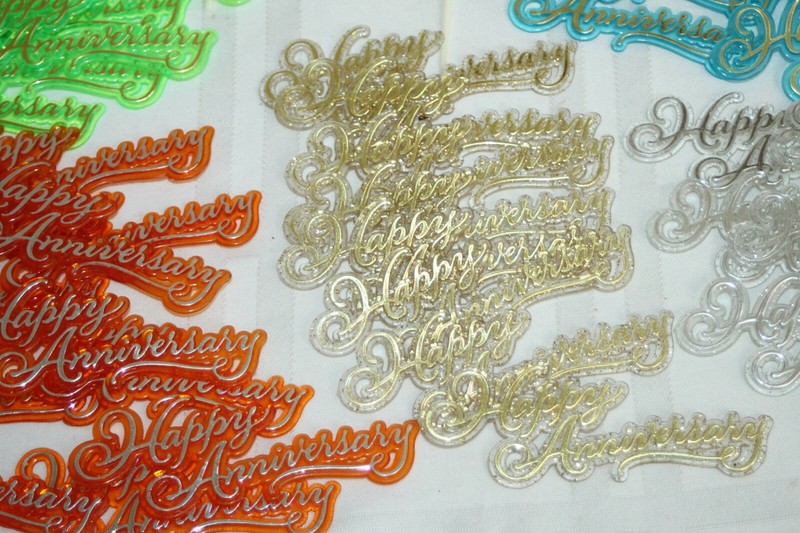 Large lot of Happy Anniversary Cake Decorating Topper Lot Scripts Numbers gallery