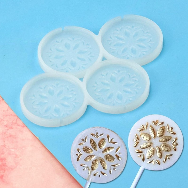 2 PCS Flowers Silicone Lollipop Mold, Jelly, Chocolate, Decorating F_ Flowers