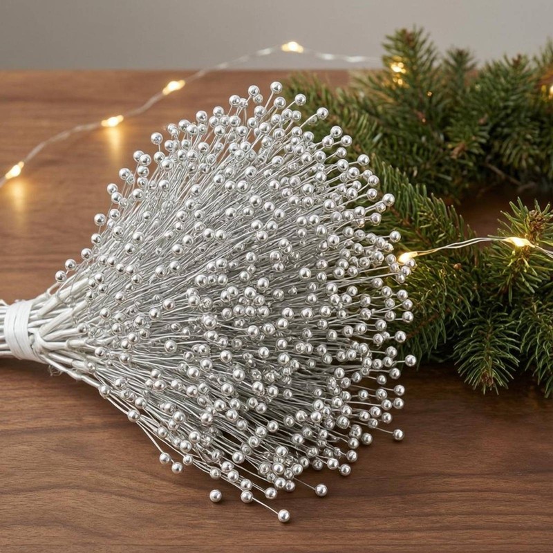 50 Pieces Bead Sprig Holiday Pearl Bead Sprig Easy to Shape gallery