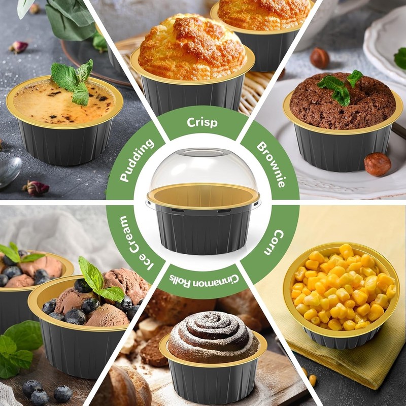 40 Pack 5 OZ Mini Cake Pans with Lids, Disposable Aluminum Foil Ramekins Muff... gallery