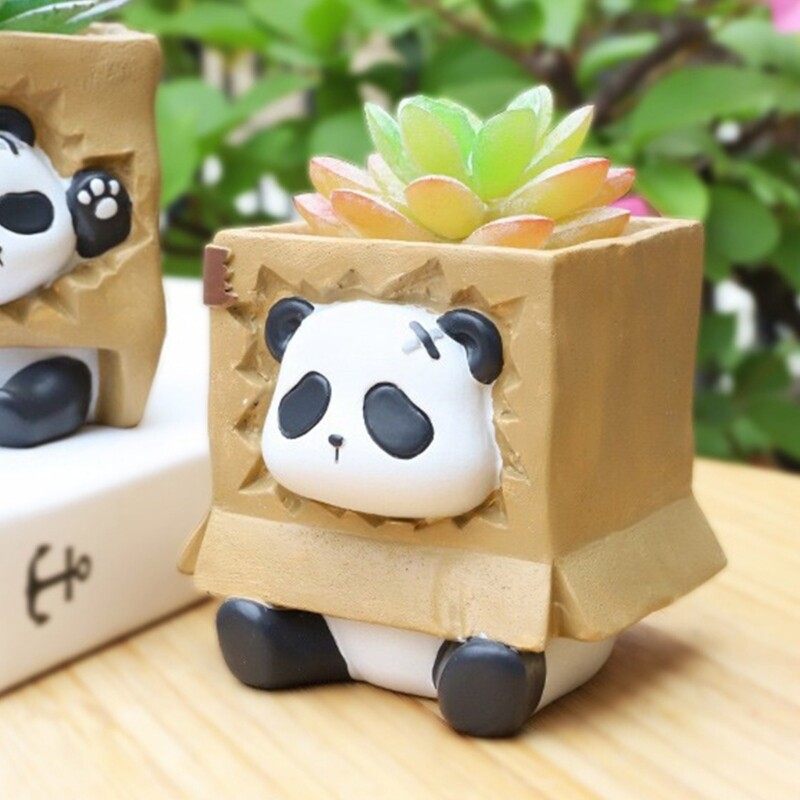 Cute Sitting Panda Shaped Hand-making Silicone Moulds for Succulent Planter Vase gallery
