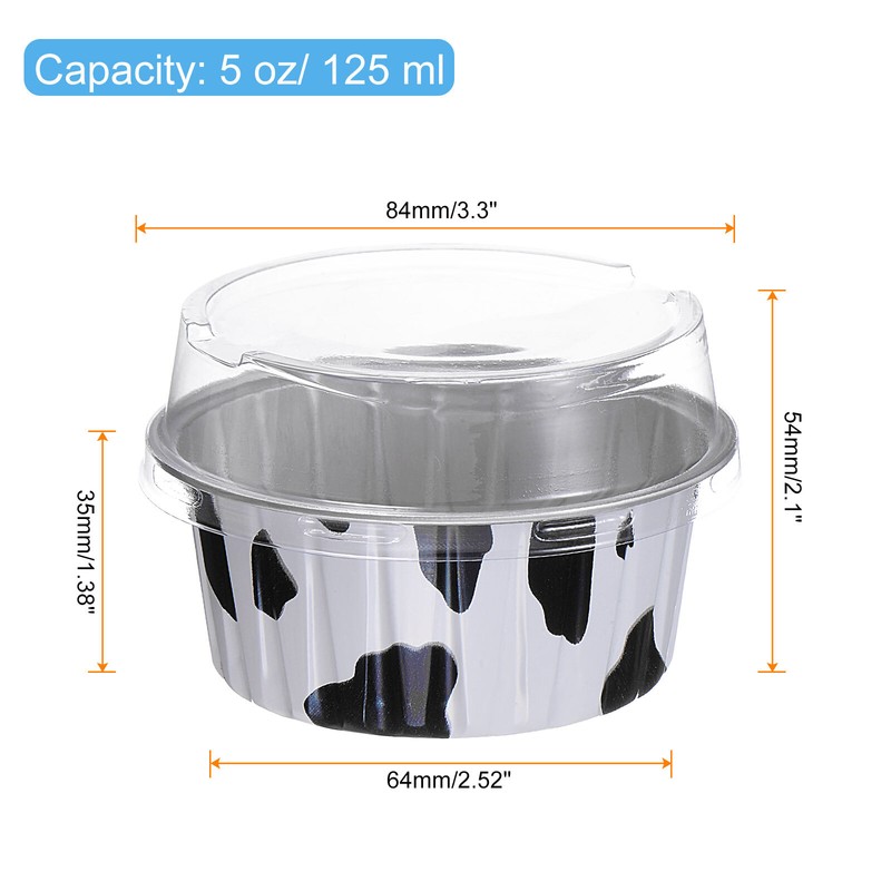 25Pcs Baking Cups with Lids 5oz Aluminum Foil Liners Mini Cups Milk Texture