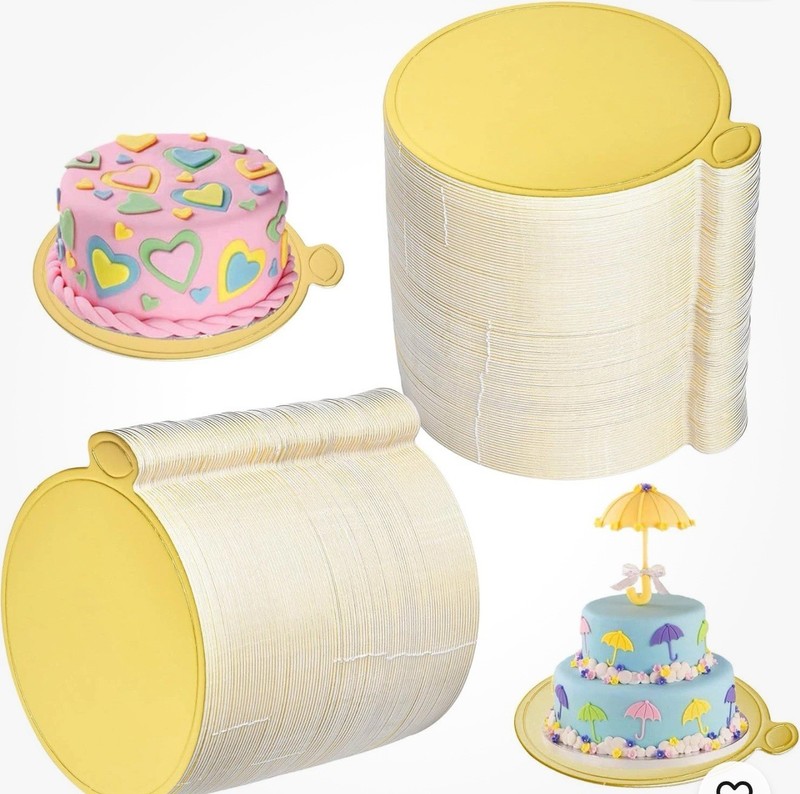 200 Pcs Mini round Gold Cardboard, 3.1in Mousse Cupcake Base, Cake Dessert Paper