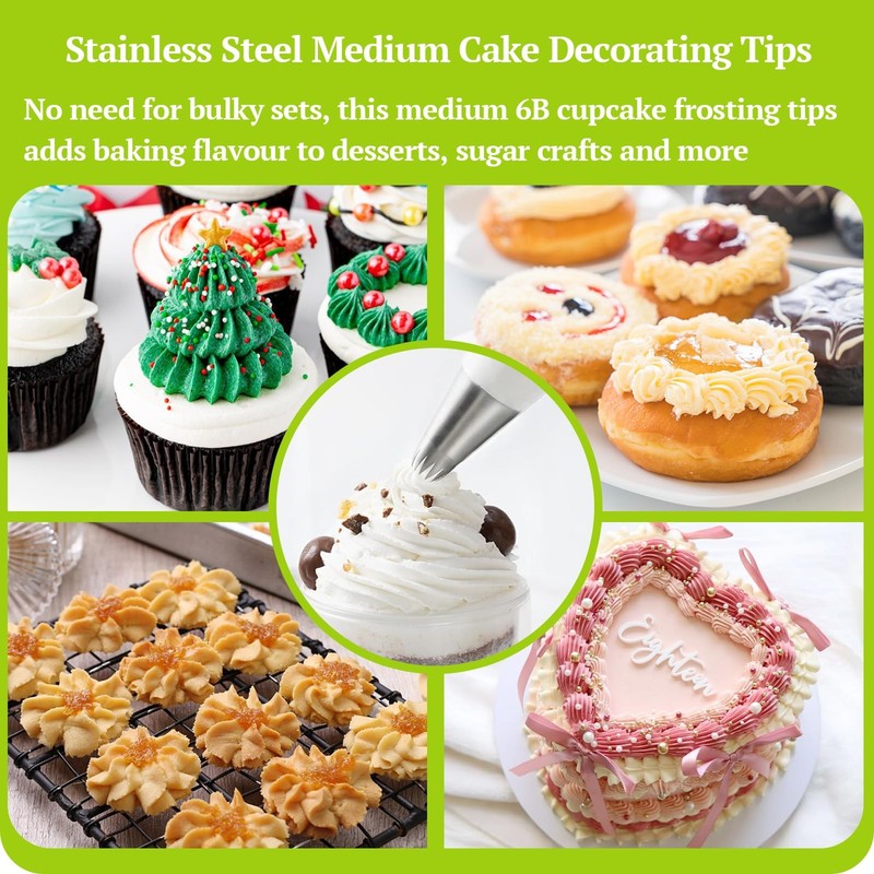 5 PCS 6B Piping Tips Set Stainless Steel Medium Frosting Icing gallery