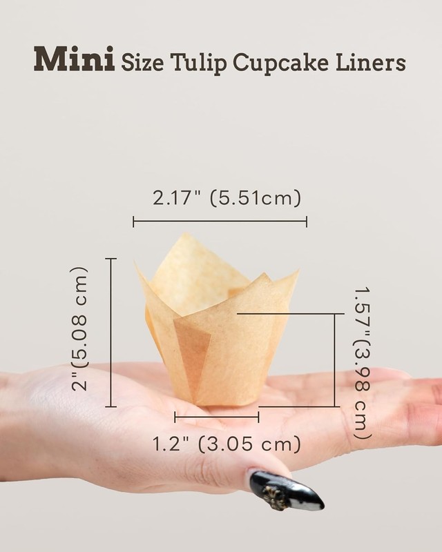 200pcs Natural Mini Tulip Cupcake Liners for Baking Cups, Unbleached, Greasep... gallery