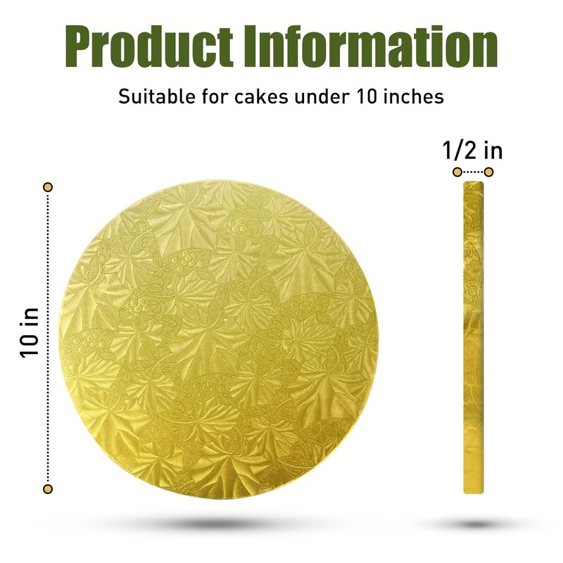 Bekoetoz 10-Pack Round Gold Cake Drum Board 10 Inch Sturdy 1/2 Inch Thick Ful... gallery