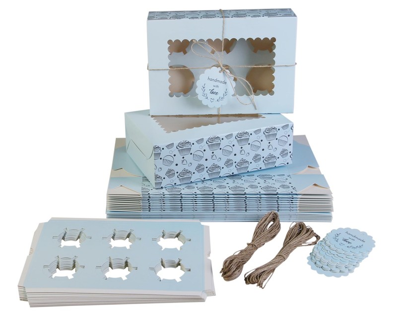 Cupcake And Muffin Boxes pack Of 20 Fits 6 Treats Comes With Insert Trays Tags