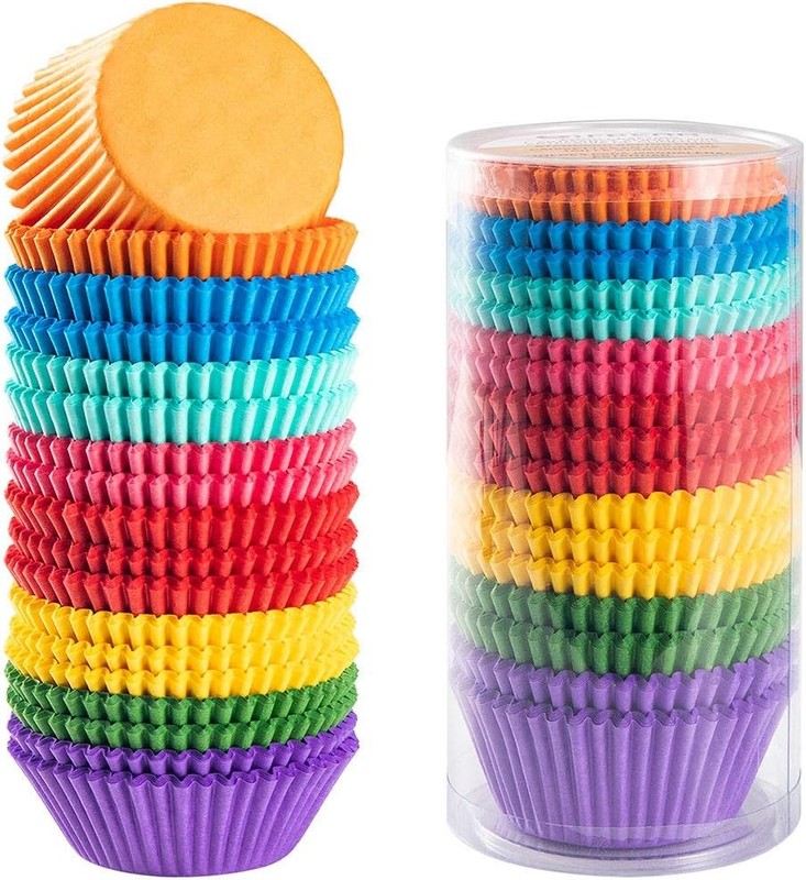 Gifbera Bright Rainbow Standard Cupcake Liners Solid Colorful Paper Baking Cups