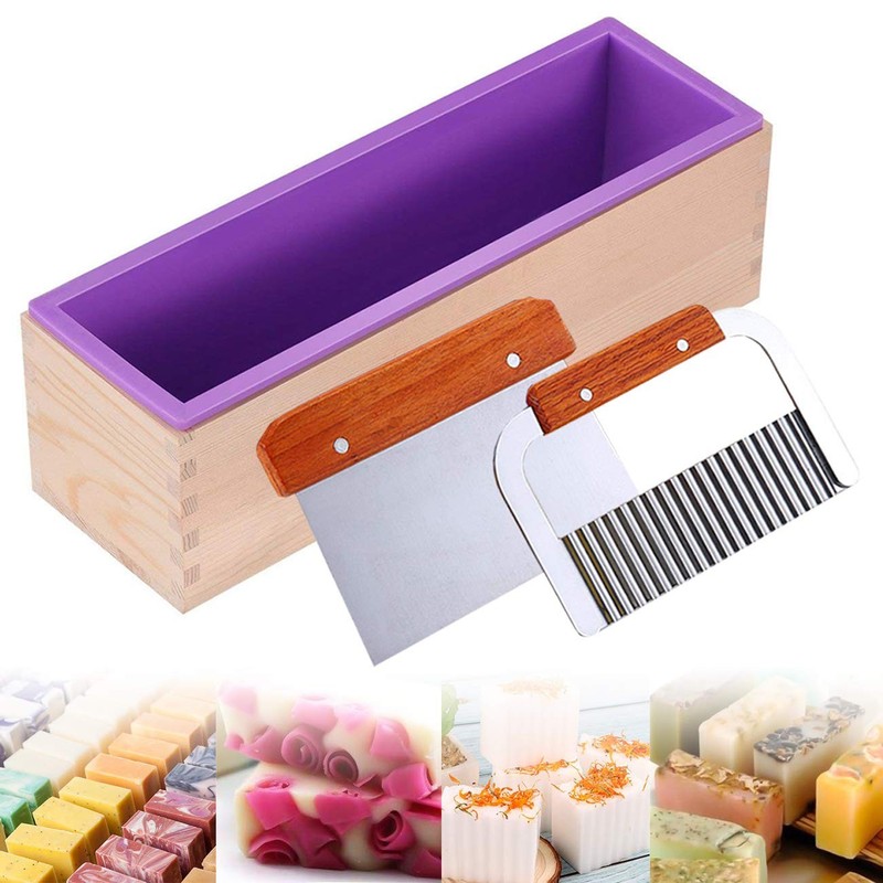 Ogrmar Silicone Soap Molds Kit-42 oz Wooden 11 x 3.5 x 3.2 inches, Purple