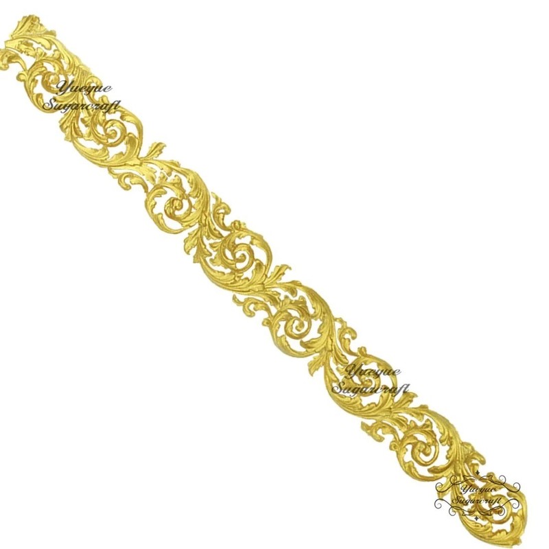 Long Border Baroque Curlicues Scroll Lace Silicone Mold Fondant Sugarcraft Mould gallery