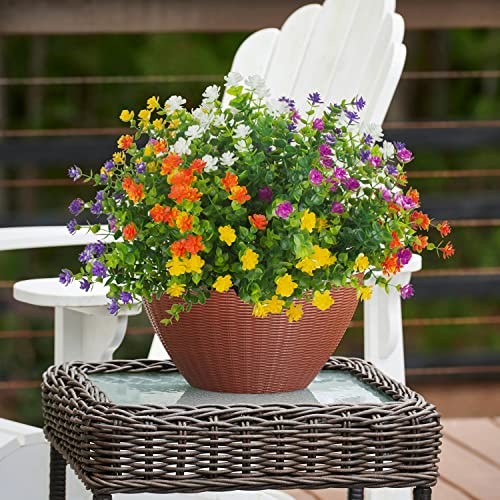 Grunyia 20 Bundles Outdoor Artificial Fake Flowers UV Resistant Eucalyptus-mix gallery