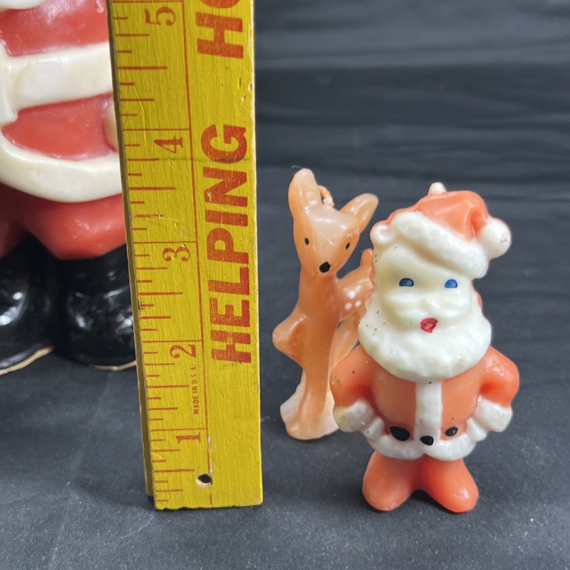 Set of 7 Vintage Hand Dipped Santas Deer Novelty Holiday Candles gallery