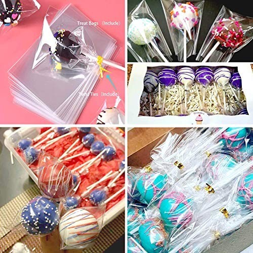 Cake Pop Sticks and Wrappers Kit 300 Paper Lollipop Sticks 300 Bags 300 Twist gallery