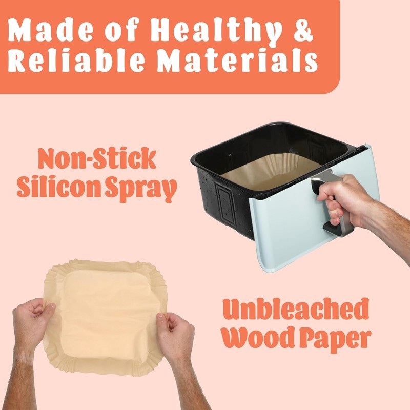 Air Fryer Liners Disposable – 125 pk 8" Unbleached Non-Sti Parchment gallery
