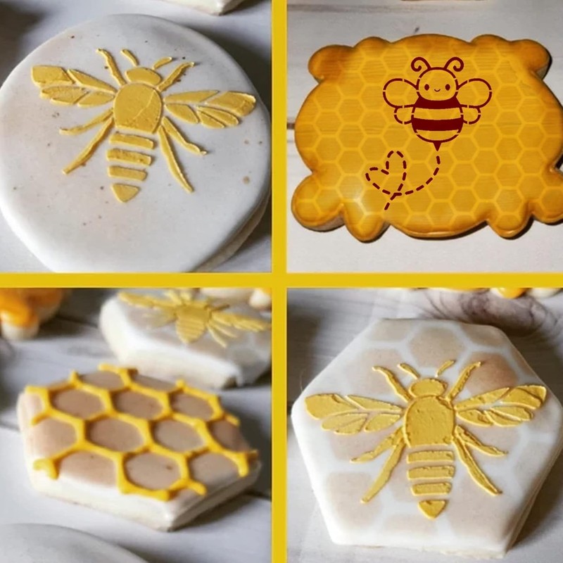 12PCS Reusable Bee & Honeycomb Stencils for Crafts and Baking Decor gallery