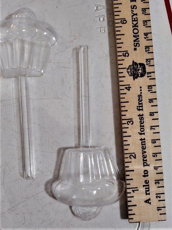 Cupcake w/ Strawberry Dessert on Top Lollipop Chocolate Candy Mold, (3 pc) gallery
