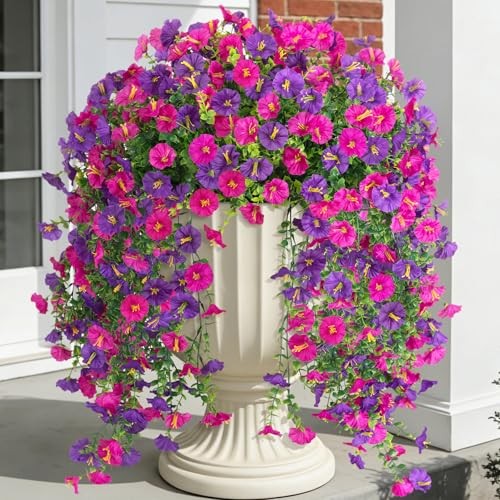 Fake Artificial Hanging Morning Glory Flowers for Purple and Dark Purple gallery