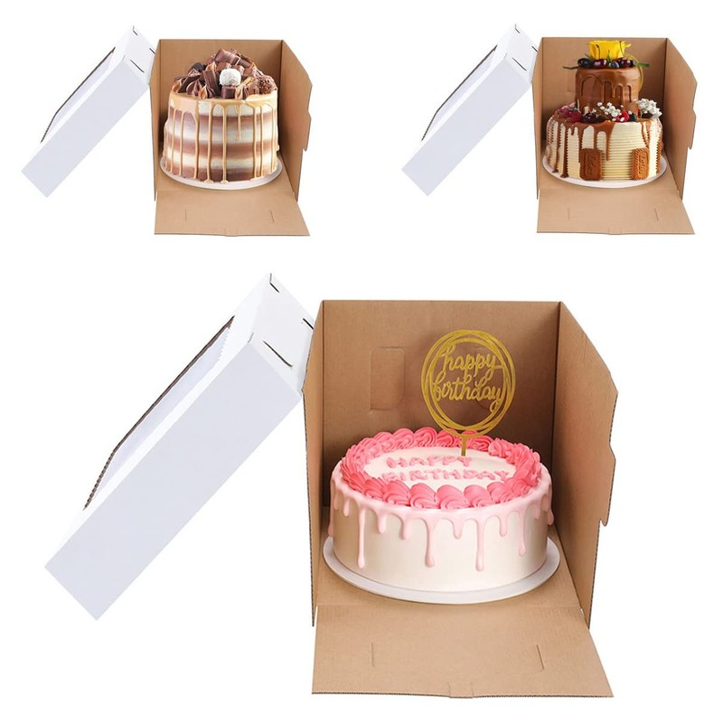 Tall Cake Boxes for Tier Cakes,8X8X10 Inch [4Pack ] Thick Sturdy Cake Box wit... gallery