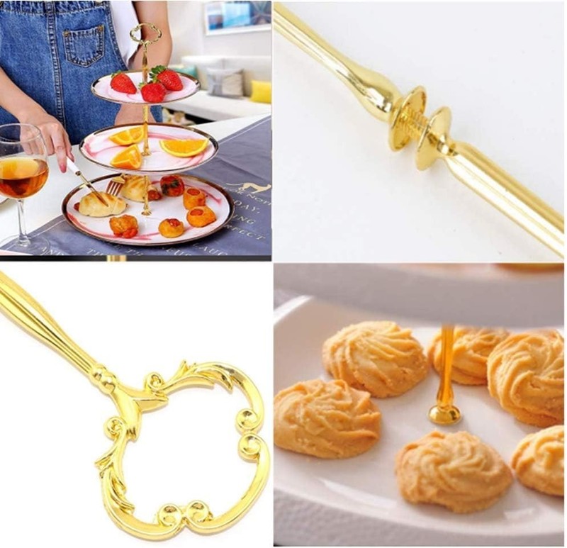 4 Sets of 3 Tier Cake Plate Stand Handle Hardware Cake Fruit Food Plate Stand gallery