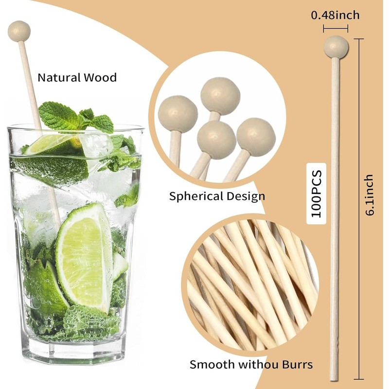 100 Count 6 Inch Wooden Sticks for Cake Pops, Drinks, and Appetizer Skewers gallery