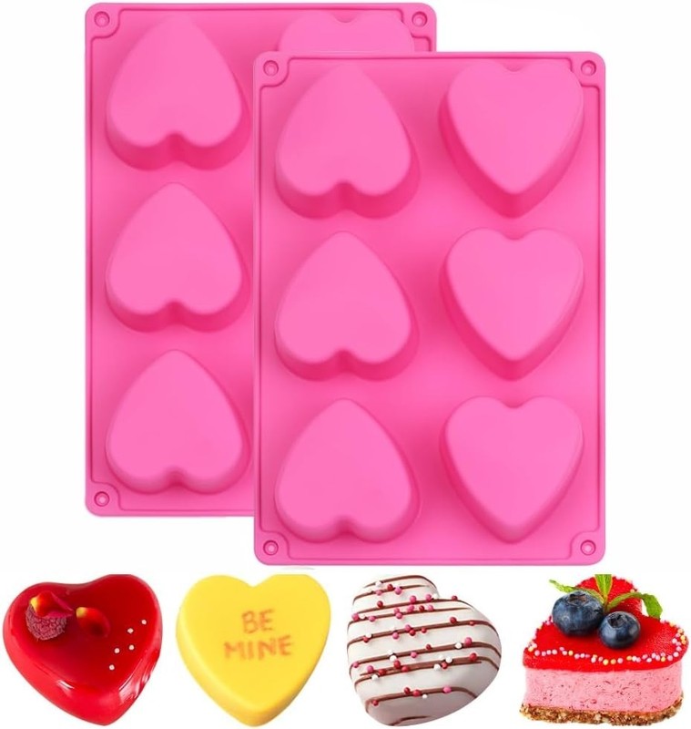 Silicone Molds Set - Heat Resistant, Heart-Shaped for Desserts & Soap gallery