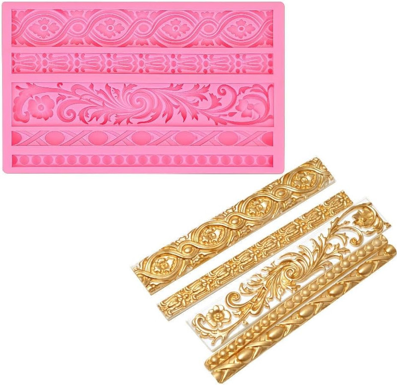 3PCS Baroque Scroll Silicone Fondant Molds for Cake Decorating, Cupcakes, Candle gallery