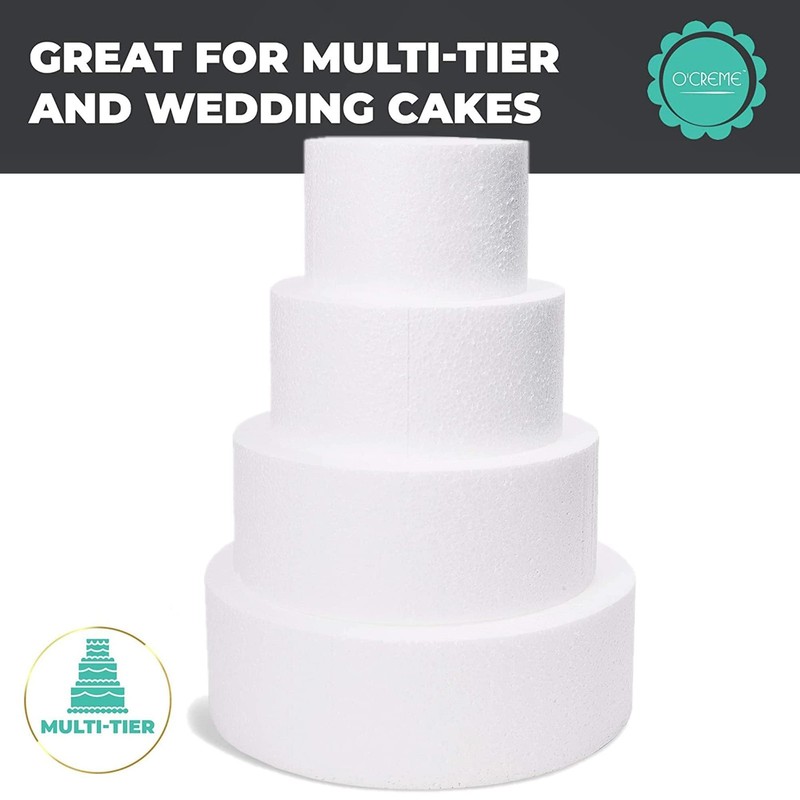 Round Polystyrene Foam Dummy Cake Decorating Bakery Display Mold 4x4 Inch gallery